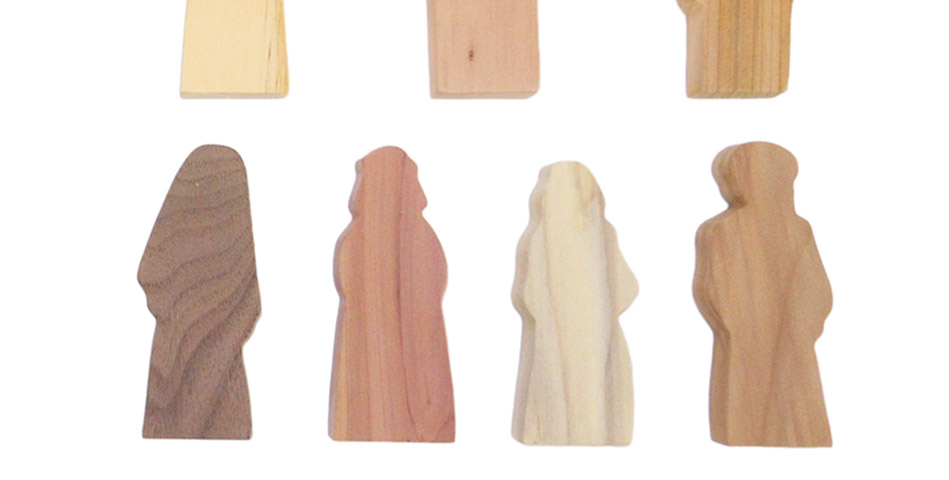 Set of 12 Multi-Wood Disciple Sitting Figures